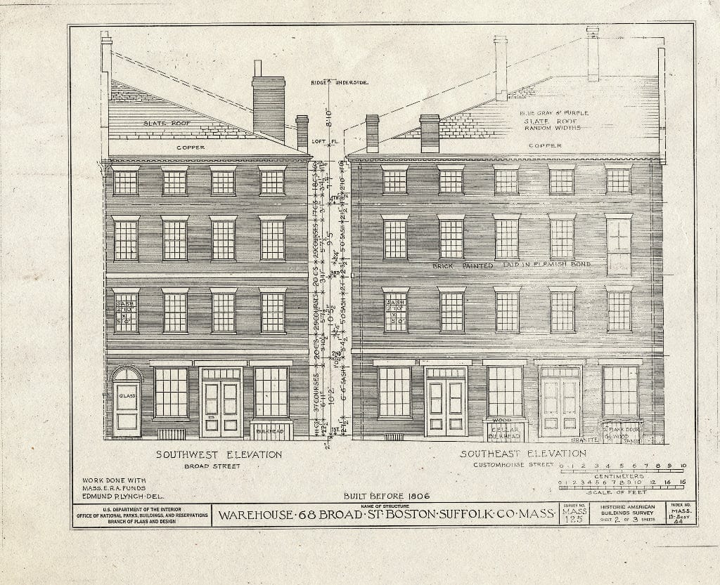 Blueprint HABS Mass,13-BOST,44- (Sheet 2 of 3) - Warehouse, 68 Broad Street, Boston, Suffolk County, MA