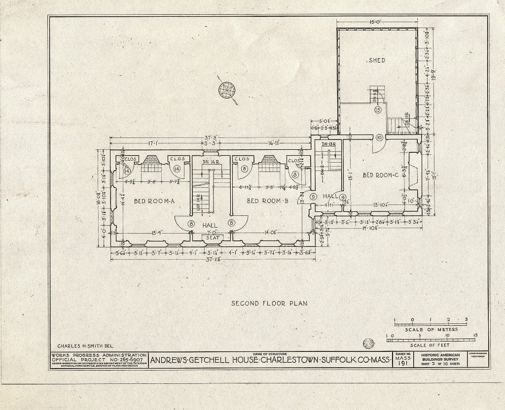 Blueprint HABS Mass,13-Char,5- (Sheet 2 of 16) - Andrews-Getchell House, 21 Cordis Avenue, Charlestown, Suffolk County, MA