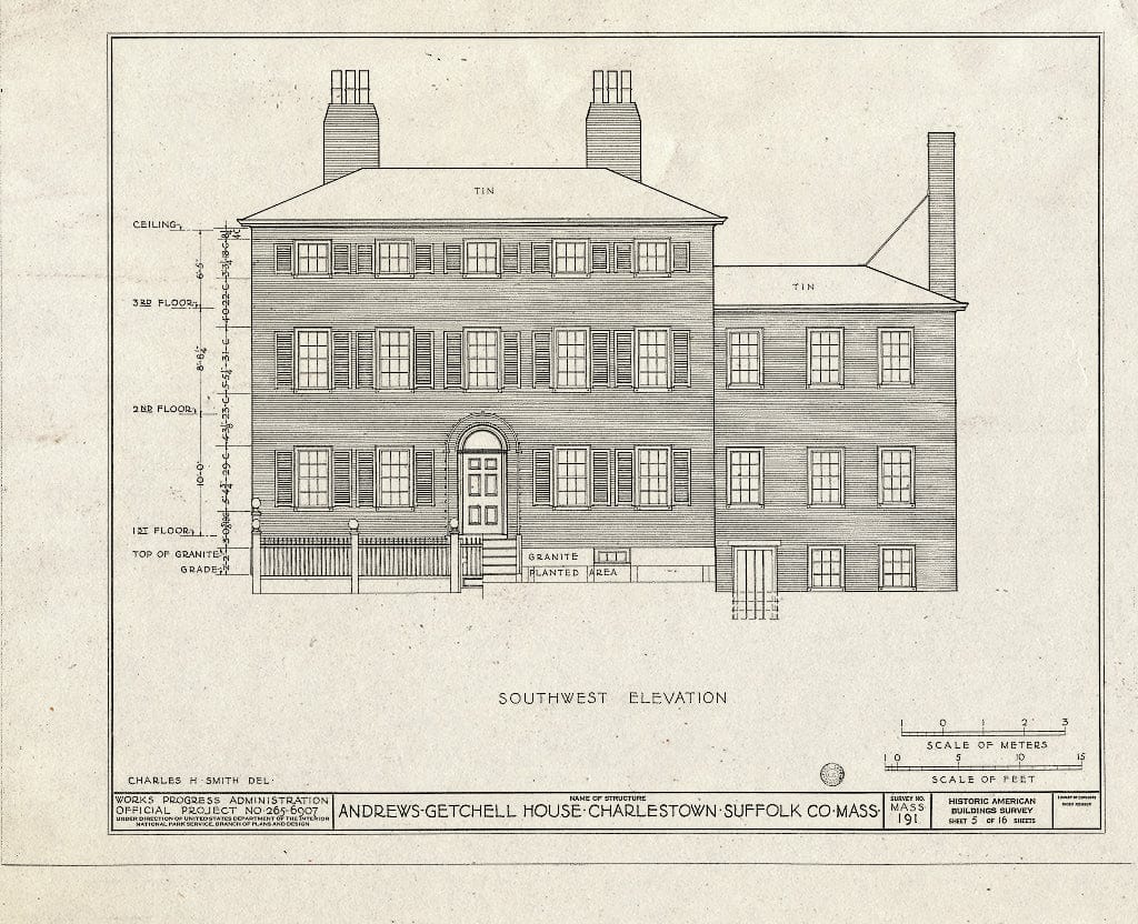 Blueprint HABS Mass,13-Char,5- (Sheet 5 of 16) - Andrews-Getchell House, 21 Cordis Avenue, Charlestown, Suffolk County, MA
