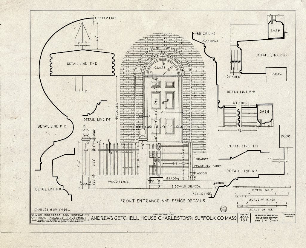Blueprint HABS Mass,13-Char,5- (Sheet 9 of 16) - Andrews-Getchell House, 21 Cordis Avenue, Charlestown, Suffolk County, MA