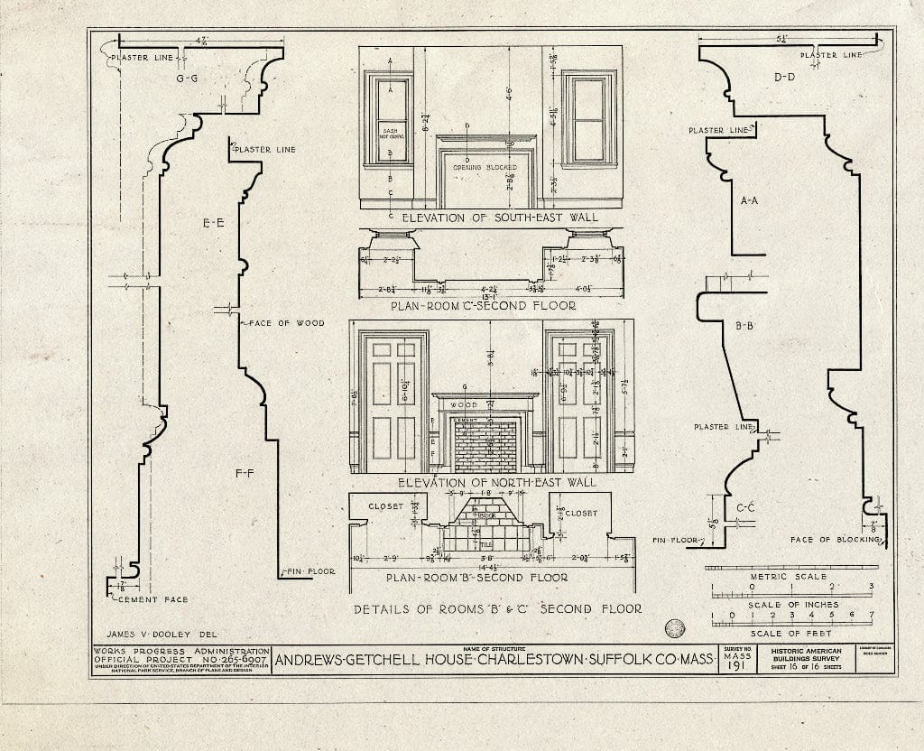 Blueprint HABS Mass,13-Char,5- (Sheet 16 of 16) - Andrews-Getchell House, 21 Cordis Avenue, Charlestown, Suffolk County, MA