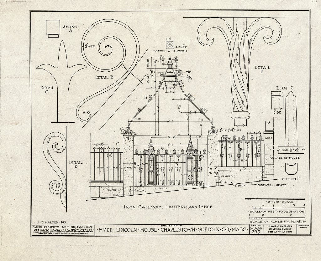 Blueprint HABS Mass,13-Char,6- (Sheet 10 of 10) - Hyde-Lincoln House, 32 Cordis Avenue, Charlestown, Suffolk County, MA
