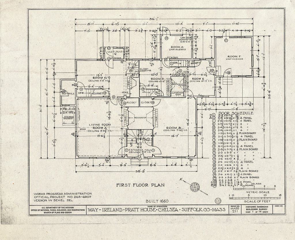 Blueprint HABS Mass,13-Chel,3- (Sheet 1 of 14) - Way-Ireland-Pratt House, 481 Washington Avenue, Chelsea, Suffolk County, MA