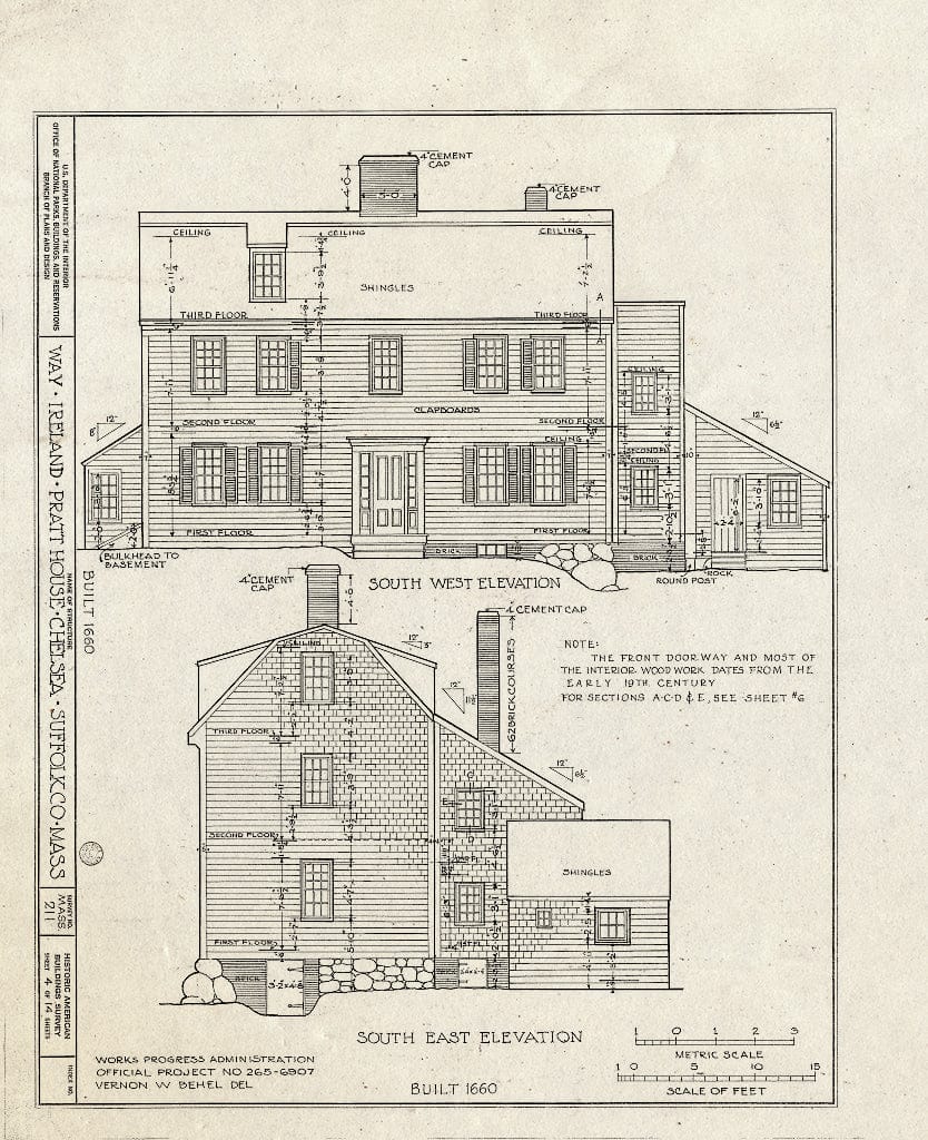Blueprint HABS Mass,13-Chel,3- (Sheet 4 of 14) - Way-Ireland-Pratt House, 481 Washington Avenue, Chelsea, Suffolk County, MA