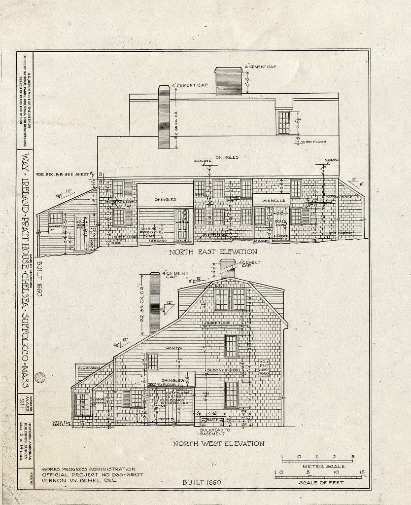 Blueprint HABS Mass,13-Chel,3- (Sheet 5 of 14) - Way-Ireland-Pratt House, 481 Washington Avenue, Chelsea, Suffolk County, MA