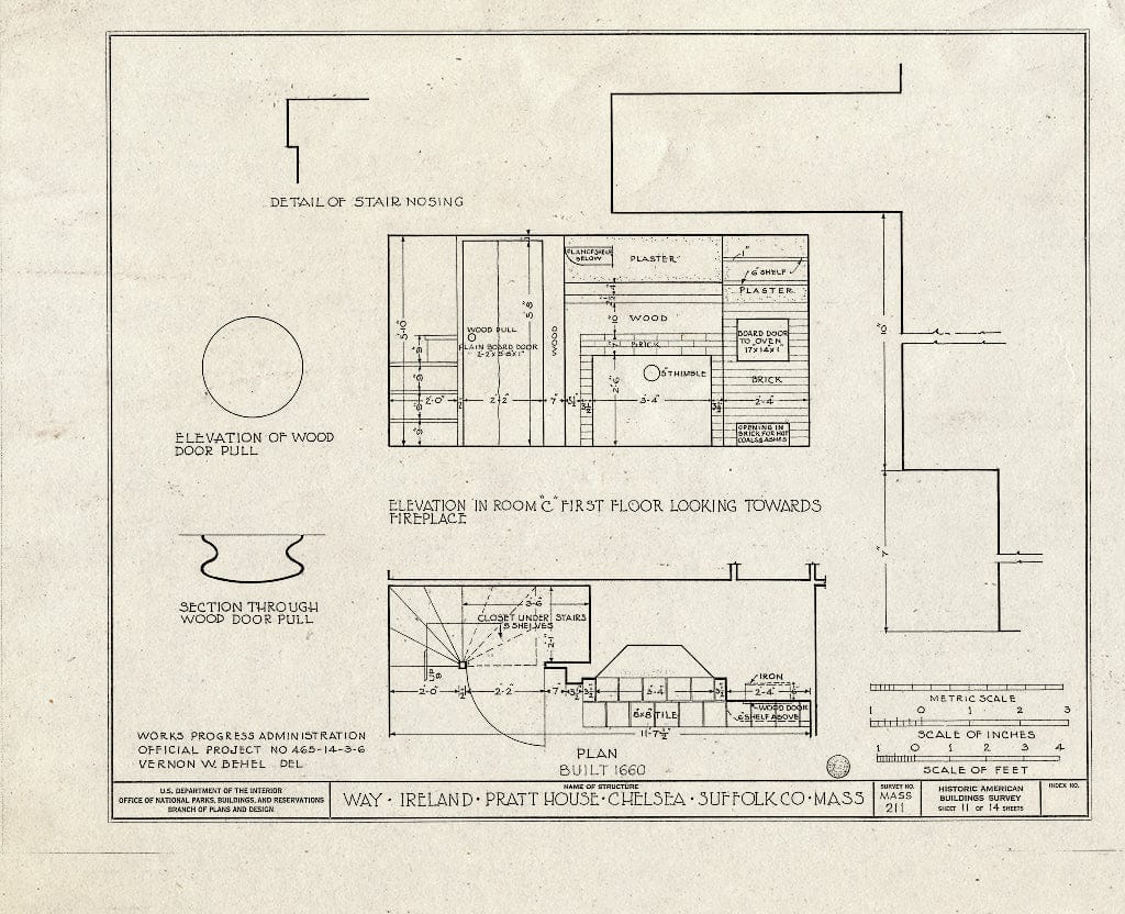Blueprint HABS Mass,13-Chel,3- (Sheet 11 of 14) - Way-Ireland-Pratt House, 481 Washington Avenue, Chelsea, Suffolk County, MA