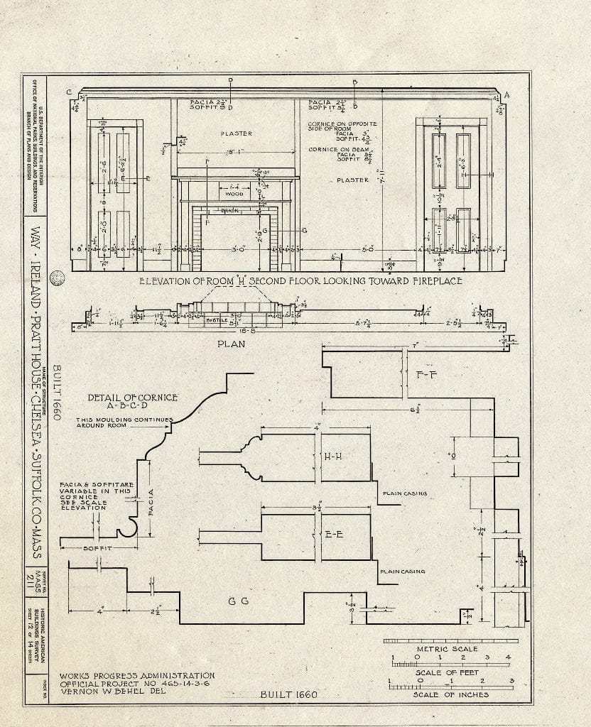 Blueprint HABS Mass,13-Chel,3- (Sheet 12 of 14) - Way-Ireland-Pratt House, 481 Washington Avenue, Chelsea, Suffolk County, MA