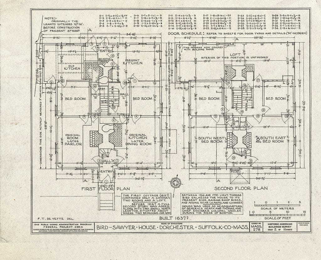 Blueprint HABS Mass,13-DORCH,3- (Sheet 2 of 12) - Bird-Sawyer House, 41 Humphreys Street, Dorchester, Suffolk County, MA