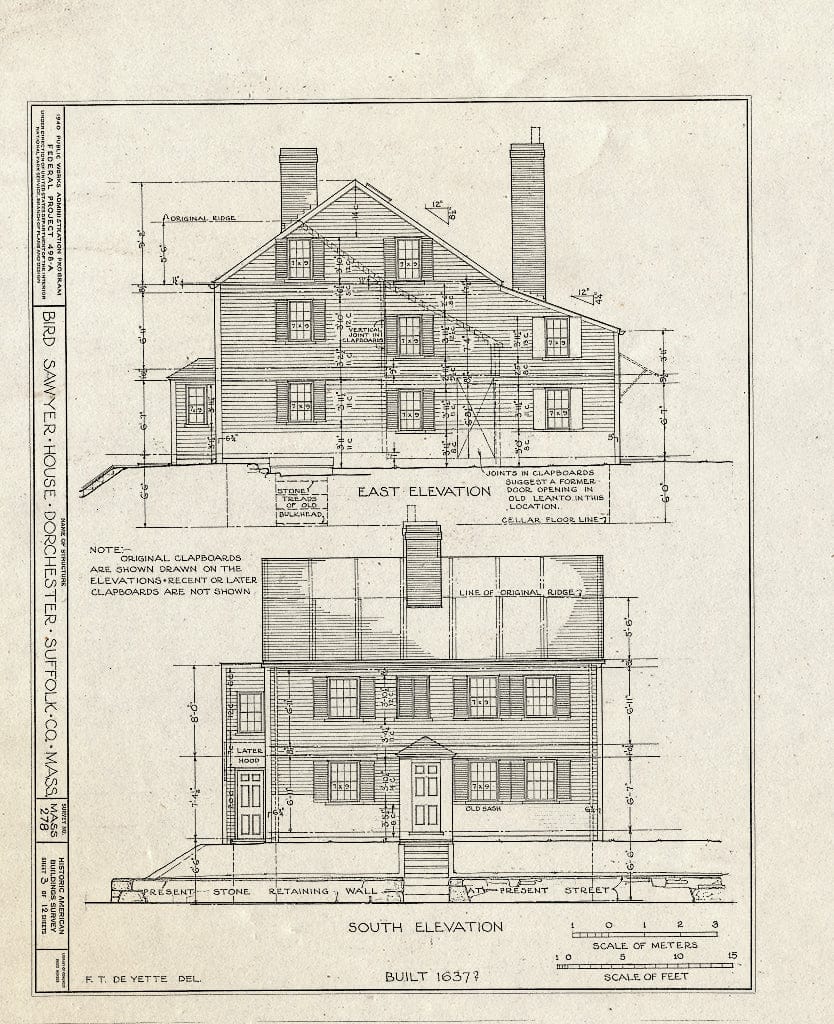 Blueprint HABS Mass,13-DORCH,3- (Sheet 3 of 12) - Bird-Sawyer House, 41 Humphreys Street, Dorchester, Suffolk County, MA