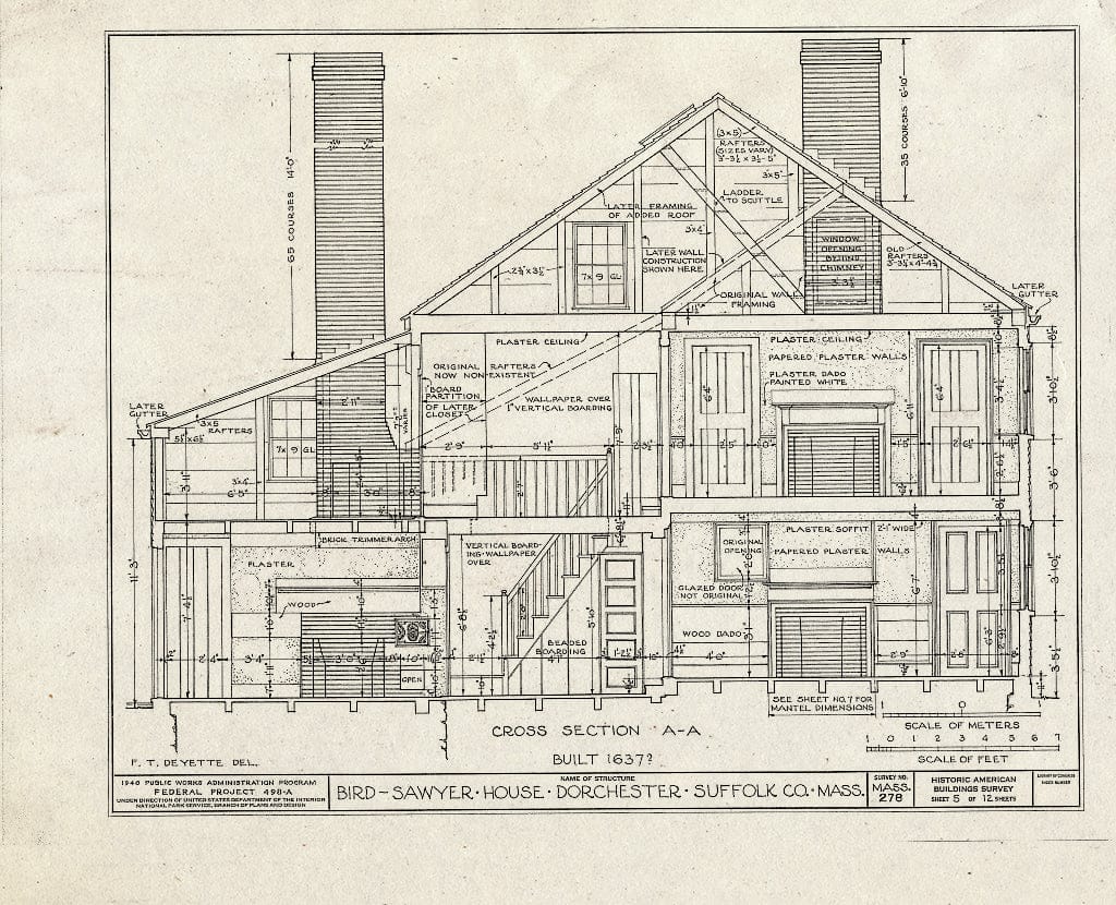 Blueprint HABS Mass,13-DORCH,3- (Sheet 5 of 12) - Bird-Sawyer House, 41 Humphreys Street, Dorchester, Suffolk County, MA