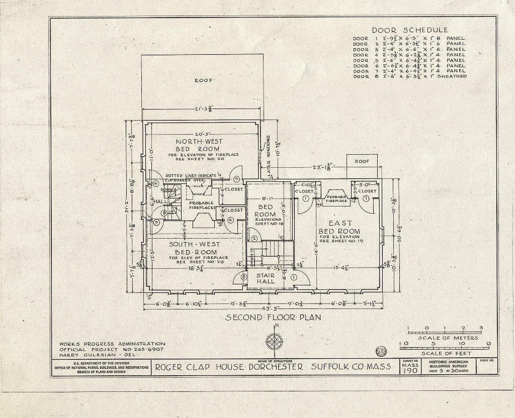 Blueprint HABS Mass,13-DORCH,2- (Sheet 3 of 30) - Roger Clap House, 199 Boston Street (Moved from 25 Willow Court), Dorchester, Suffolk County, MA