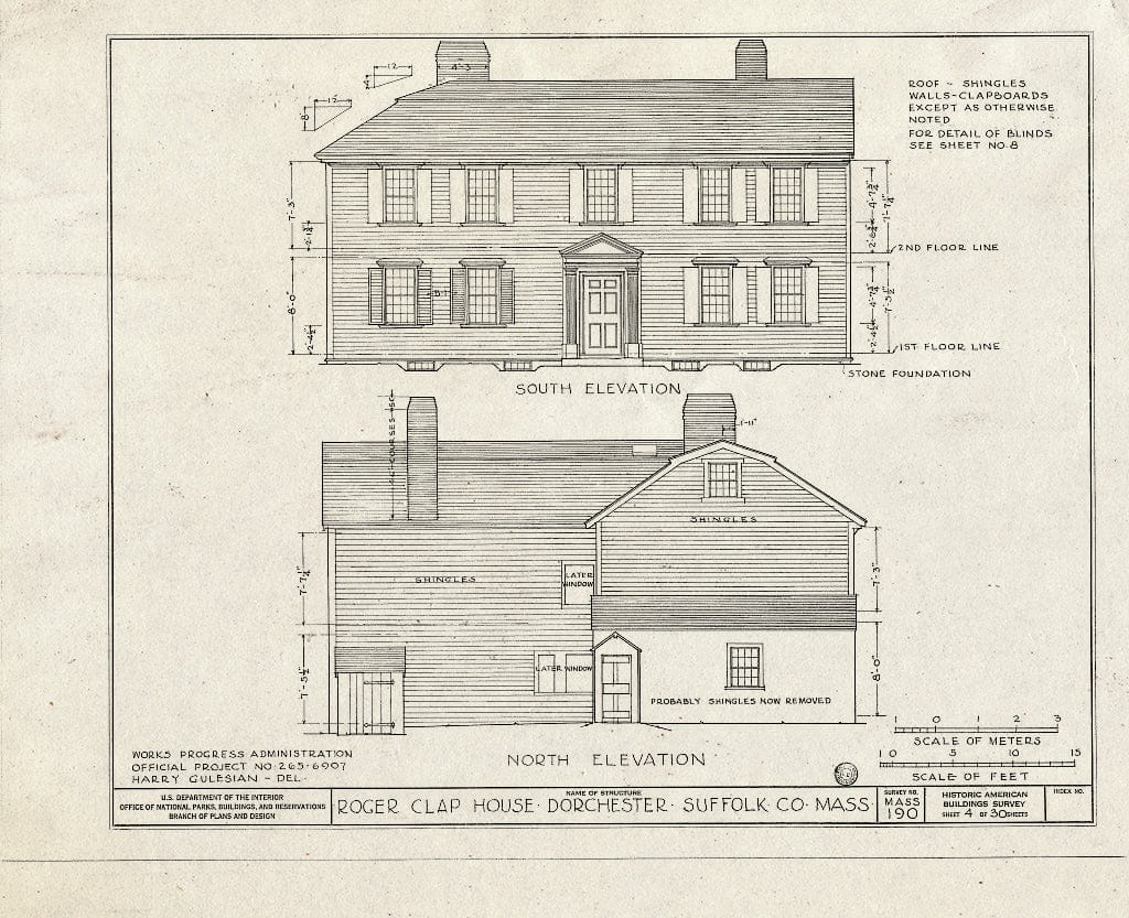 Blueprint HABS Mass,13-DORCH,2- (Sheet 4 of 30) - Roger Clap House, 199 Boston Street (Moved from 25 Willow Court), Dorchester, Suffolk County, MA