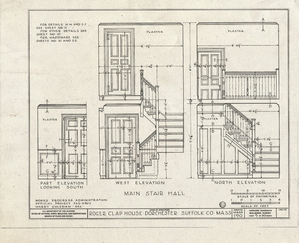 Blueprint HABS Mass,13-DORCH,2- (Sheet 9 of 30) - Roger Clap House, 199 Boston Street (Moved from 25 Willow Court), Dorchester, Suffolk County, MA