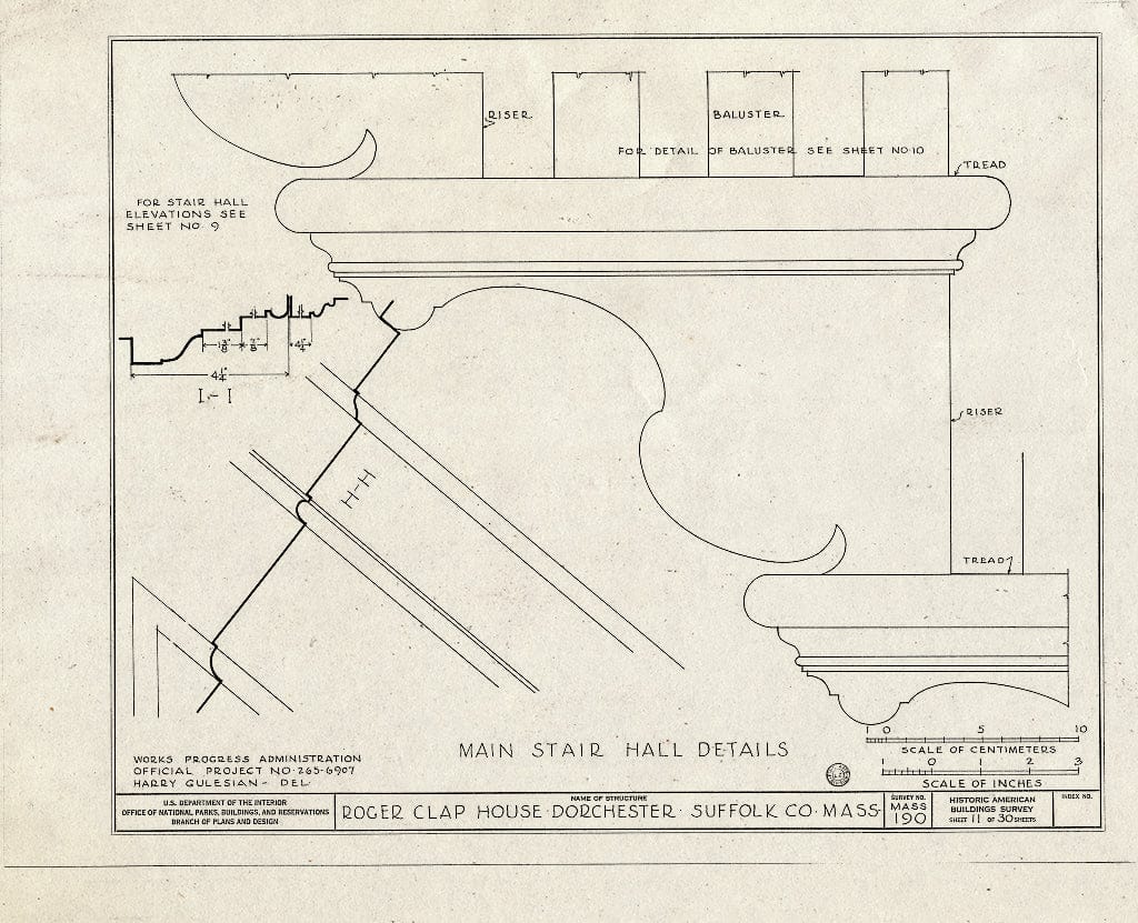 Blueprint HABS Mass,13-DORCH,2- (Sheet 11 of 30) - Roger Clap House, 199 Boston Street (Moved from 25 Willow Court), Dorchester, Suffolk County, MA
