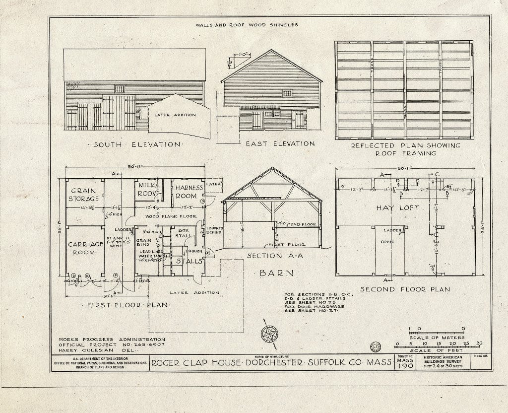 Blueprint HABS Mass,13-DORCH,2- (Sheet 24 of 30) - Roger Clap House, 199 Boston Street (Moved from 25 Willow Court), Dorchester, Suffolk County, MA