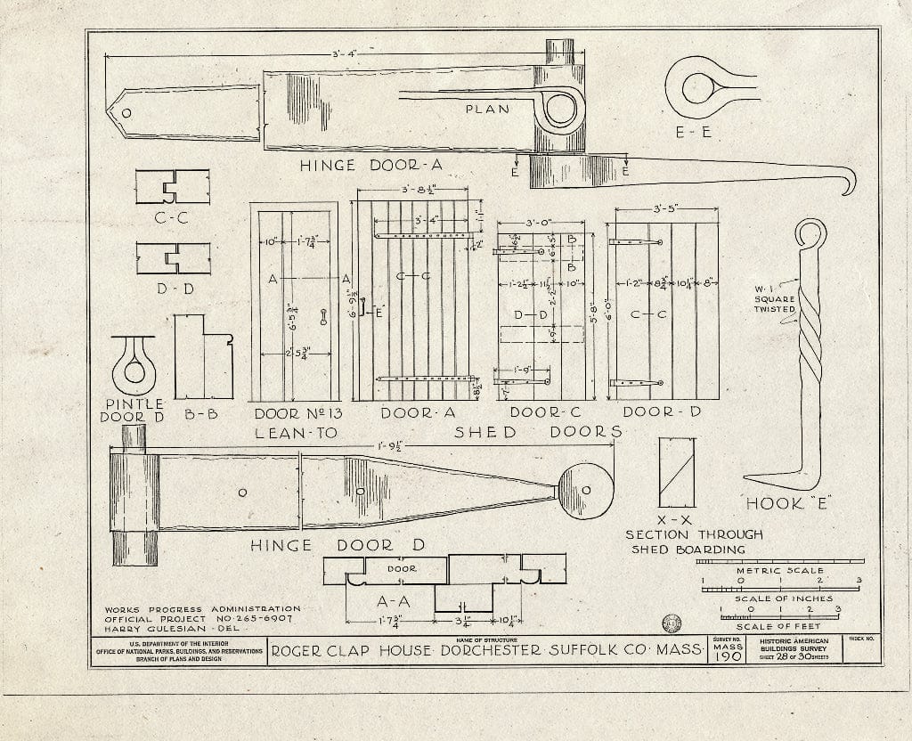 Blueprint HABS Mass,13-DORCH,2- (Sheet 28 of 30) - Roger Clap House, 199 Boston Street (Moved from 25 Willow Court), Dorchester, Suffolk County, MA