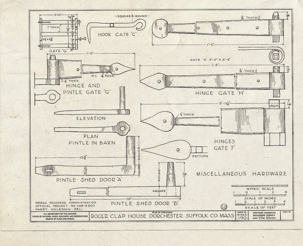 Blueprint HABS Mass,13-DORCH,2- (Sheet 29 of 30) - Roger Clap House, 199 Boston Street (Moved from 25 Willow Court), Dorchester, Suffolk County, MA