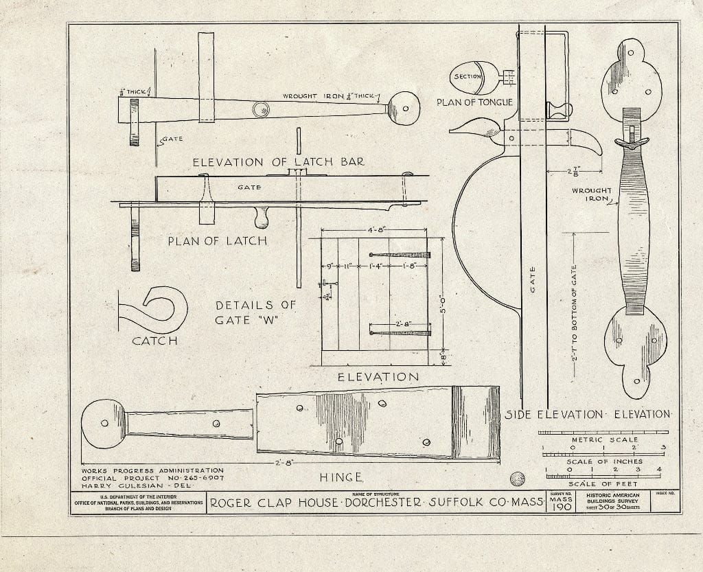 Blueprint HABS Mass,13-DORCH,2- (Sheet 30 of 30) - Roger Clap House, 199 Boston Street (Moved from 25 Willow Court), Dorchester, Suffolk County, MA