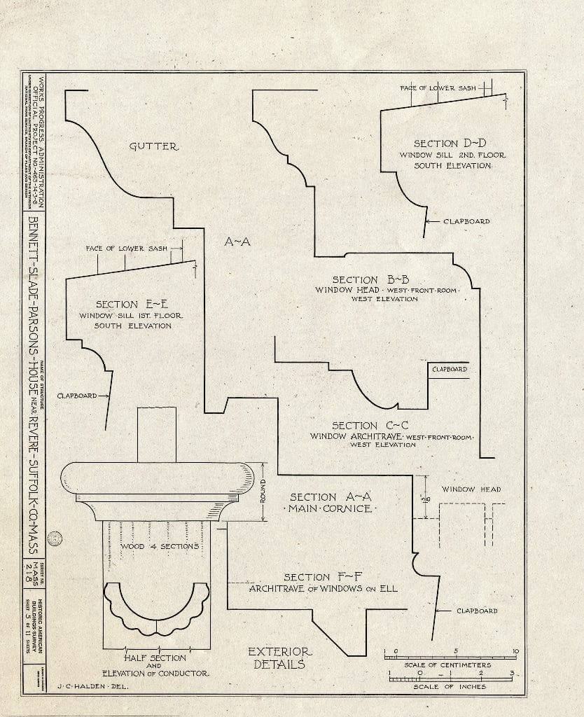 Blueprint HABS Mass,13-REV.V,1- (Sheet 5 of 11) - Bennett-Slade-Parsons House, 50 Marshall Street, Revere, Suffolk County, MA