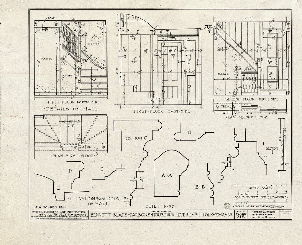 Blueprint HABS Mass,13-REV.V,1- (Sheet 6 of 11) - Bennett-Slade-Parsons House, 50 Marshall Street, Revere, Suffolk County, MA
