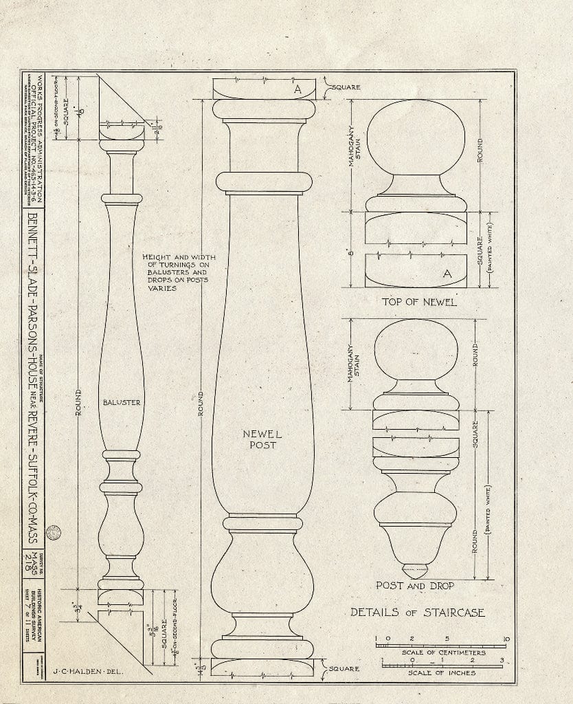 Blueprint HABS Mass,13-REV.V,1- (Sheet 7 of 11) - Bennett-Slade-Parsons House, 50 Marshall Street, Revere, Suffolk County, MA