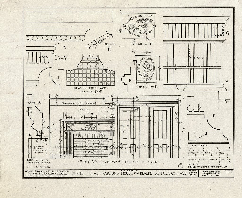 Blueprint HABS Mass,13-REV.V,1- (Sheet 9 of 11) - Bennett-Slade-Parsons House, 50 Marshall Street, Revere, Suffolk County, MA
