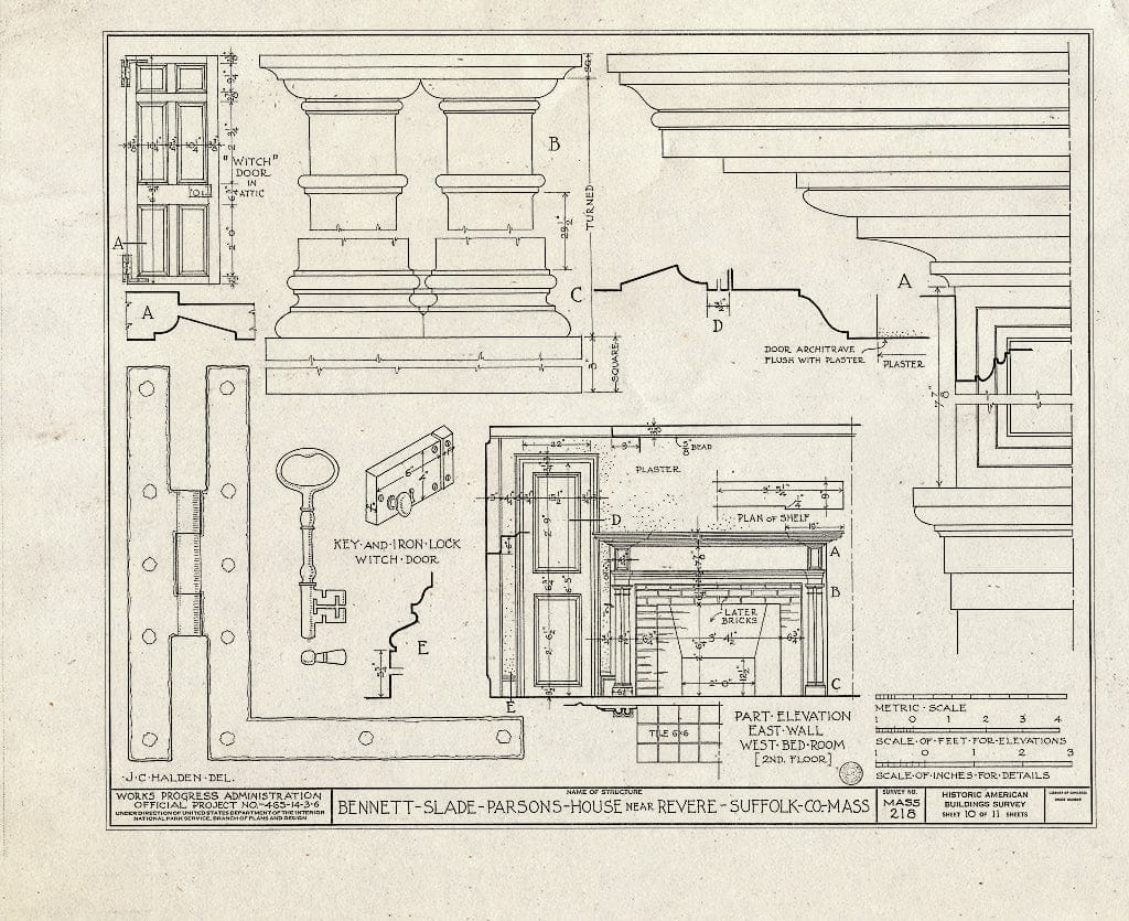 Blueprint HABS Mass,13-REV.V,1- (Sheet 10 of 11) - Bennett-Slade-Parsons House, 50 Marshall Street, Revere, Suffolk County, MA