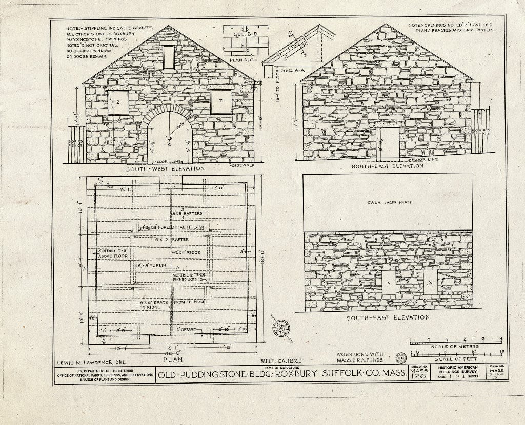 Blueprint HABS Mass,13-ROX,3- (Sheet 1 of 1) - Old Puddingstone Building, 199 Ruggles Street, Roxbury, Suffolk County, MA