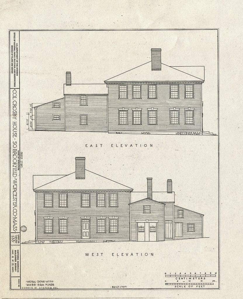 Blueprint HABS Mass,14-Brok,1- (Sheet 4 of 12) - Colonel J. Crosby House, Main Street, Brookfield, Worcester County, MA