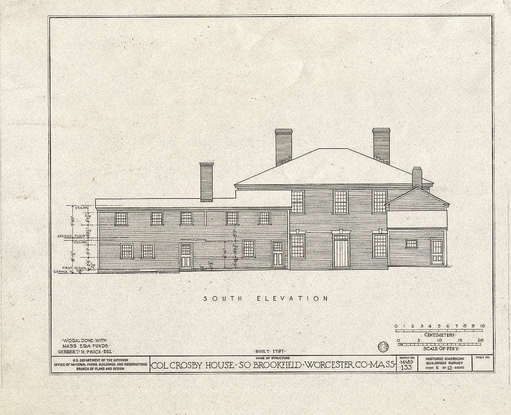 Blueprint HABS Mass,14-Brok,1- (Sheet 5 of 12) - Colonel J. Crosby House, Main Street, Brookfield, Worcester County, MA