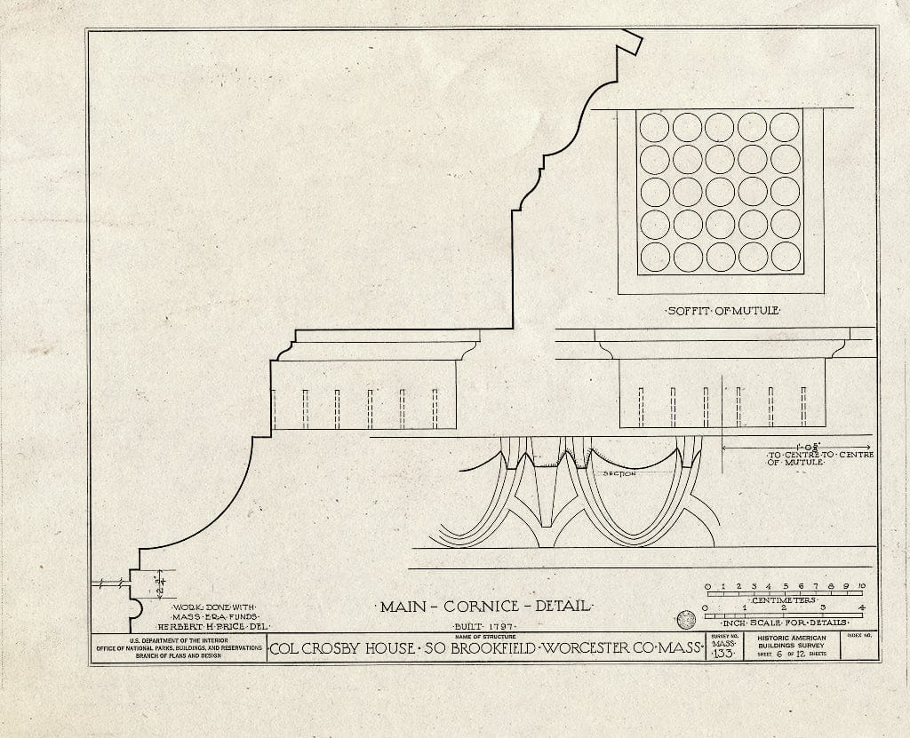 Blueprint HABS Mass,14-Brok,1- (Sheet 6 of 12) - Colonel J. Crosby House, Main Street, Brookfield, Worcester County, MA
