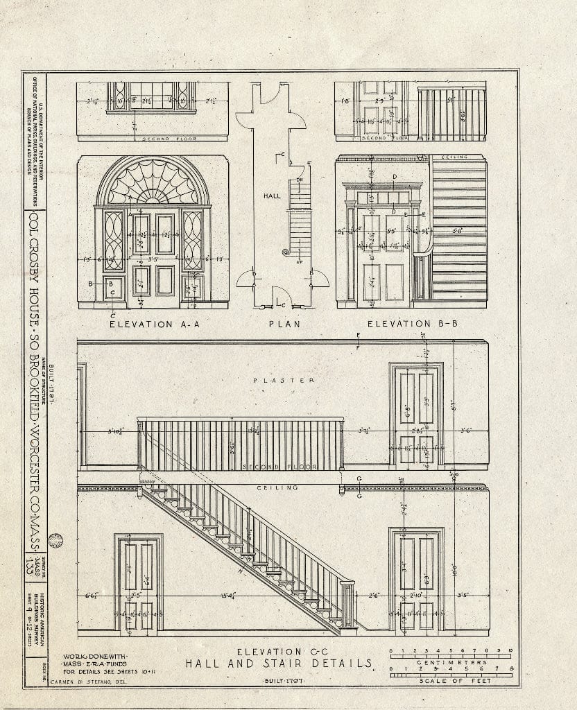 Blueprint HABS Mass,14-Brok,1- (Sheet 9 of 12) - Colonel J. Crosby House, Main Street, Brookfield, Worcester County, MA