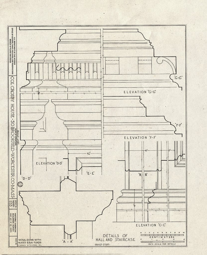 Blueprint HABS Mass,14-Brok,1- (Sheet 10 of 12) - Colonel J. Crosby House, Main Street, Brookfield, Worcester County, MA