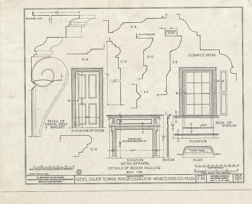 Blueprint HABS Mass,14-Char,1- (Sheet 11 of 16) - General Salem Towne House, Old County Road (Moved to Sturbridge Village, Sturbridge, MA), Charlton, Worcester County, MA
