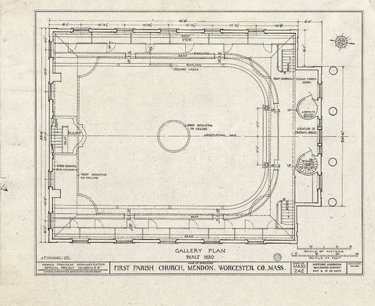 Blueprint HABS Mass,14-MEND,1- (Sheet 3 of 20) - First Parish Church (Unitarian) & Carriage Shed, Maple & Elm Streets, Mendon, Worcester County, MA