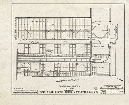Blueprint HABS Mass,14-MEND,1- (Sheet 8 of 20) - First Parish Church (Unitarian) & Carriage Shed, Maple & Elm Streets, Mendon, Worcester County, MA