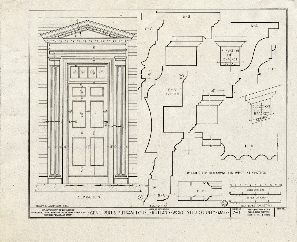 Blueprint HABS Mass,14-RUT,1- (Sheet 8 of 15) - General Rufus Putnam House, Main Street, Rutland, Worcester County, MA