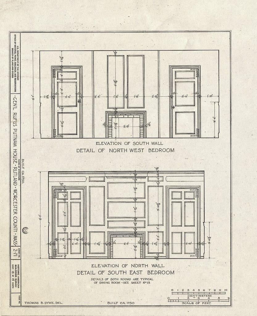 Blueprint HABS Mass,14-RUT,1- (Sheet 15 of 15) - General Rufus Putnam House, Main Street, Rutland, Worcester County, MA