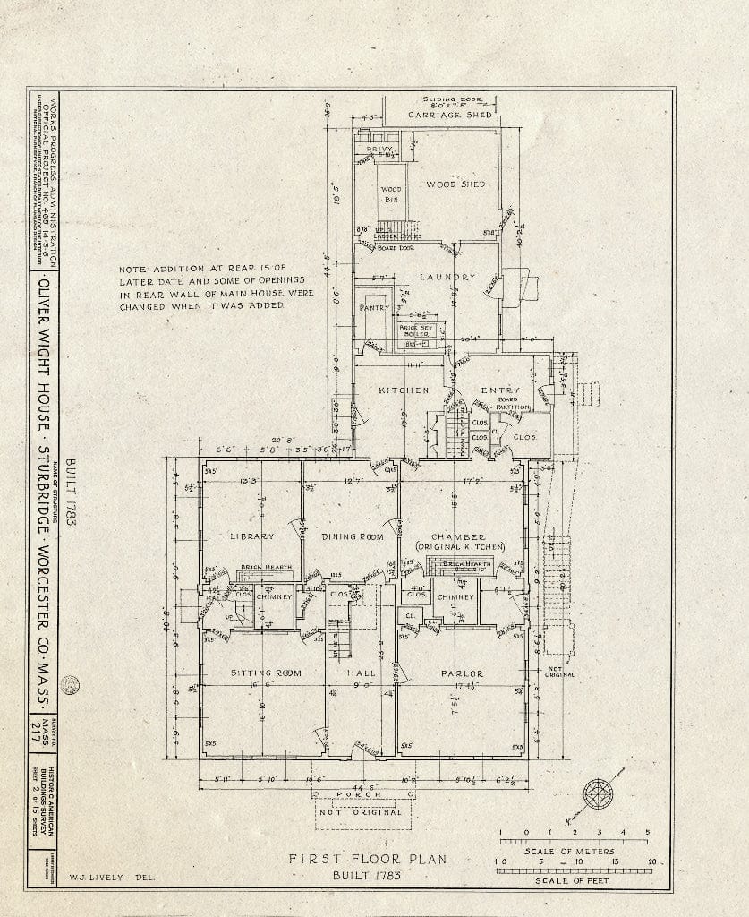 Blueprint HABS Mass,14-STURB,1- (Sheet 2 of 15) - Oliver Wight House, State Route 131, Sturbridge, Worcester County, MA