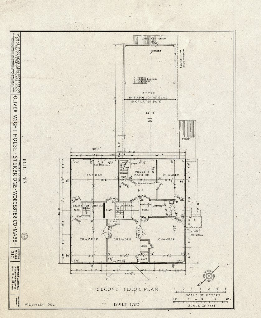 Blueprint HABS Mass,14-STURB,1- (Sheet 3 of 15) - Oliver Wight House, State Route 131, Sturbridge, Worcester County, MA