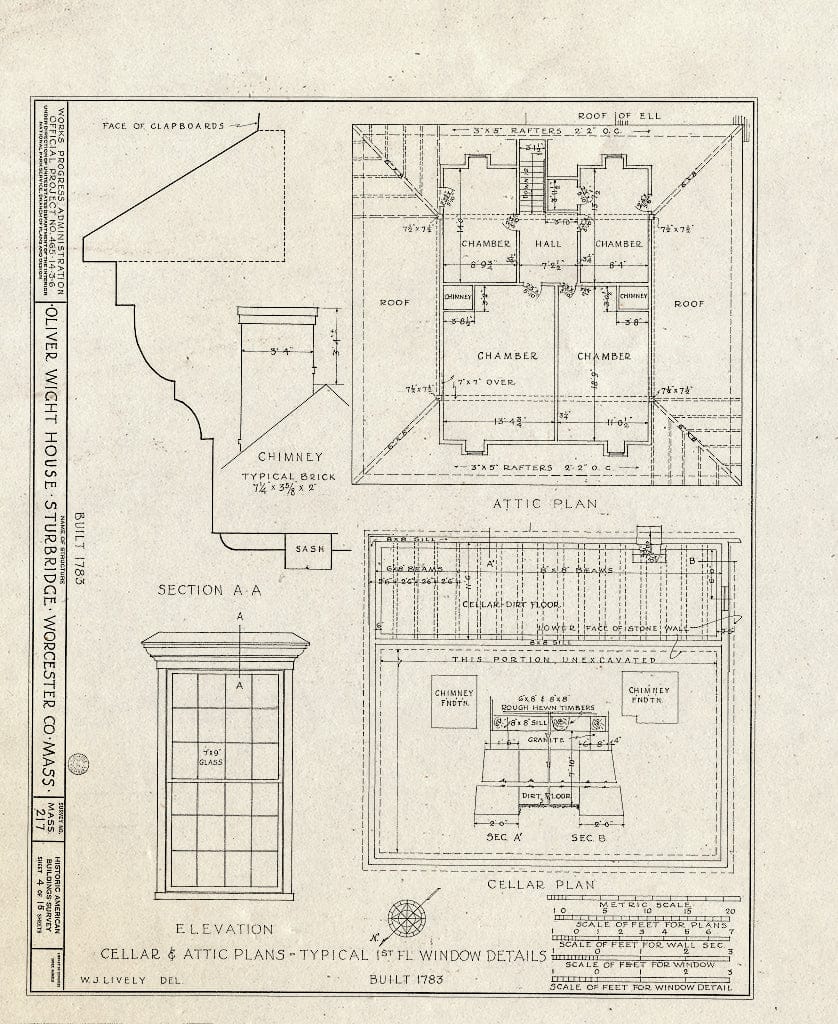 Blueprint HABS Mass,14-STURB,1- (Sheet 4 of 15) - Oliver Wight House, State Route 131, Sturbridge, Worcester County, MA