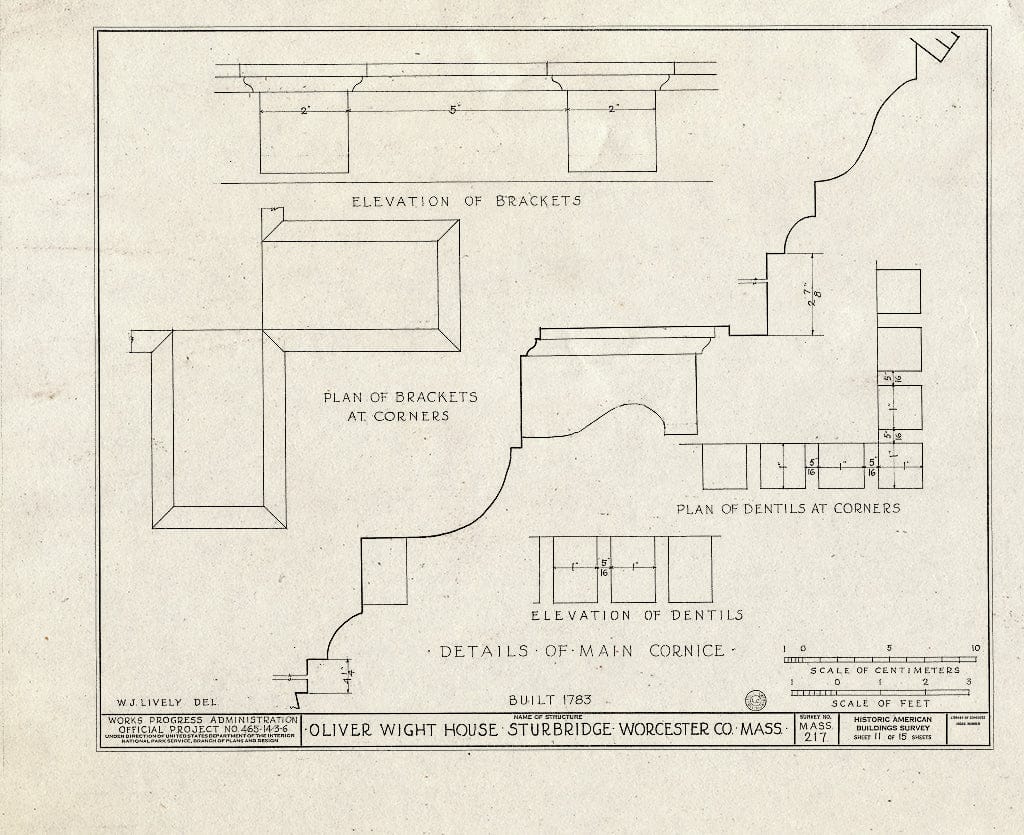 Blueprint HABS Mass,14-STURB,1- (Sheet 11 of 15) - Oliver Wight House, State Route 131, Sturbridge, Worcester County, MA