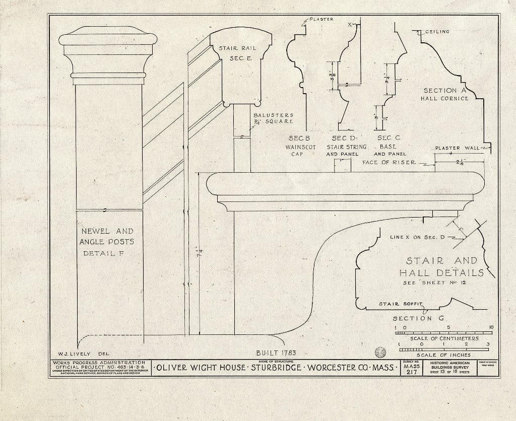 Blueprint HABS Mass,14-STURB,1- (Sheet 13 of 15) - Oliver Wight House, State Route 131, Sturbridge, Worcester County, MA