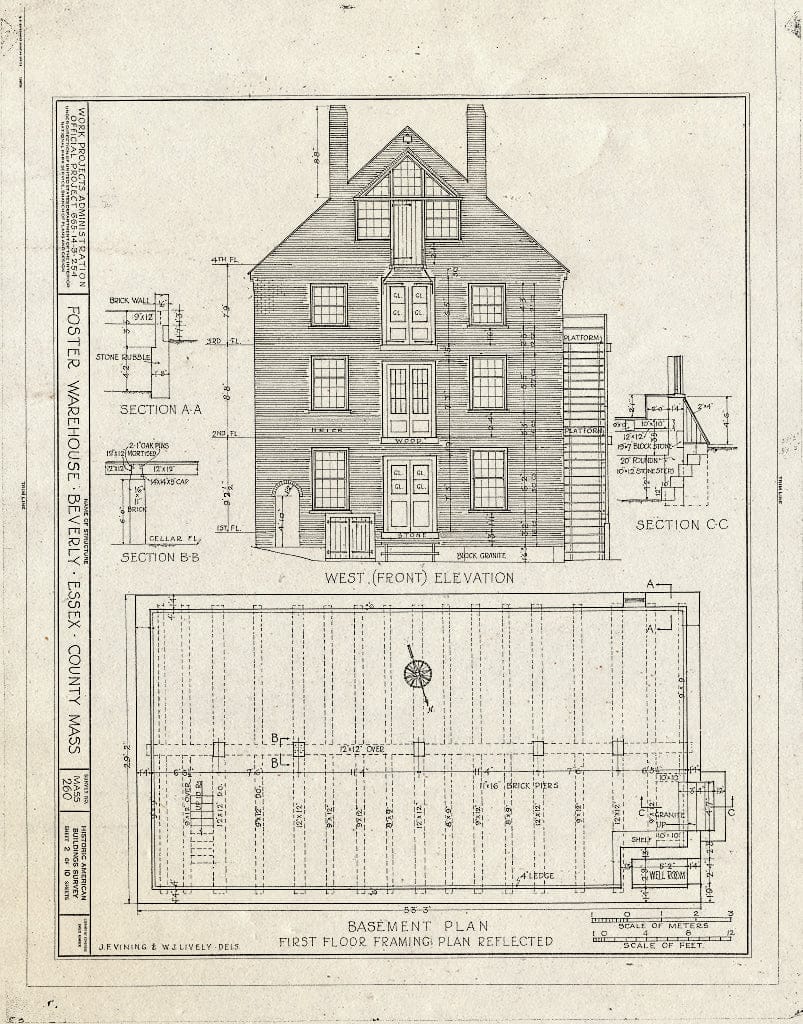 Blueprint HABS Mass,5-BEV,1- (Sheet 2 of 10) - Foster Warehouse, Beverly, Essex County, MA