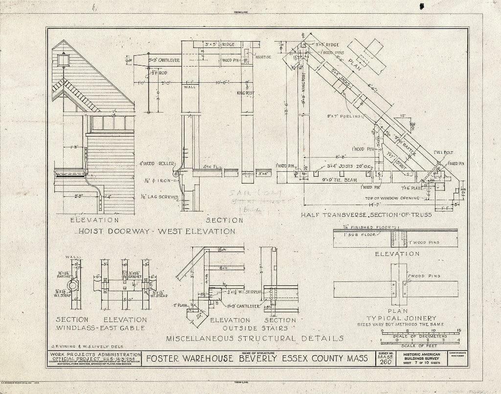 Blueprint HABS Mass,5-BEV,1- (Sheet 7 of 10) - Foster Warehouse, Beverly, Essex County, MA
