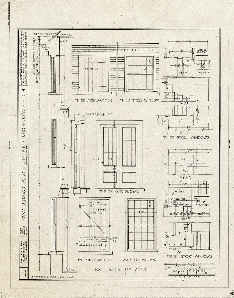 Blueprint HABS Mass,5-BEV,1- (Sheet 8 of 10) - Foster Warehouse, Beverly, Essex County, MA