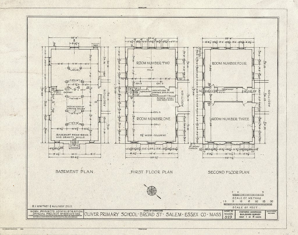 Blueprint HABS Mass,5-SAL,33- (Sheet 1 of 8) - Oliver Primary School, Salem, Essex County, MA