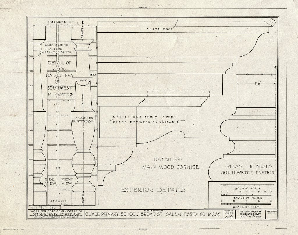 Blueprint HABS Mass,5-SAL,33- (Sheet 5 of 8) - Oliver Primary School, Salem, Essex County, MA