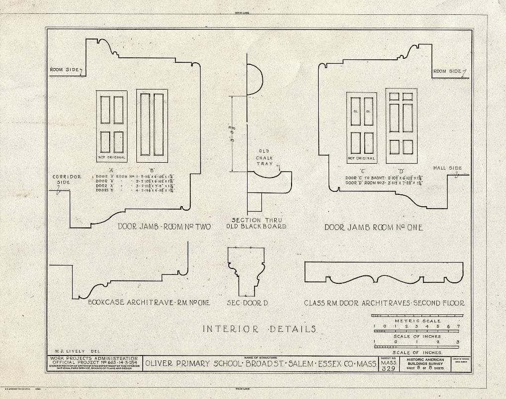 Blueprint HABS Mass,5-SAL,33- (Sheet 8 of 8) - Oliver Primary School, Salem, Essex County, MA