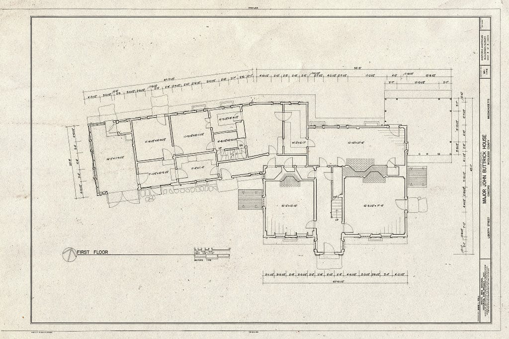 Blueprint HABS Mass,9-CON,14- (Sheet 2 of 3) - Major John Buttrick House, Liberty Street, Concord, Middlesex County, MA